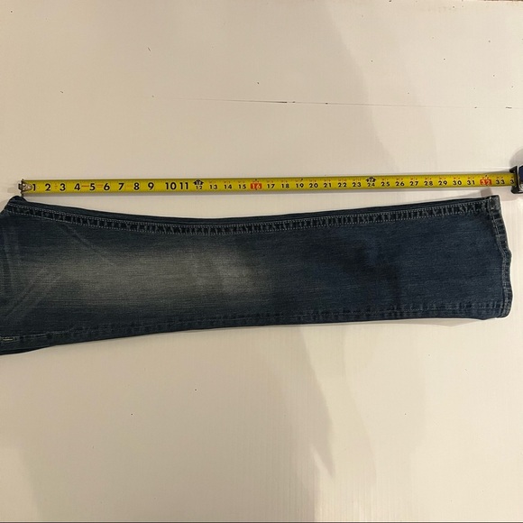 Miss Me Signature Rise Boot Blue Jeans 28 Med Wash Rhinestones Embroidered Rose - Picture 15 of 15